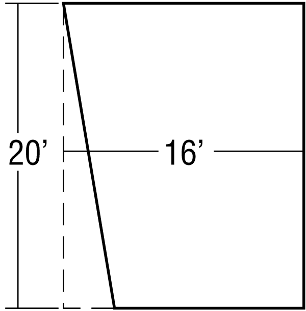 Figure driveway 14’ x 20’ and your estimate will be good. Here is why: The driveway is 16' at the top and 12' at the bottom. Through the center the width averages 14'.